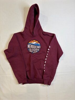 Mendocino Maroon Crewneck Hoodie with Graphic